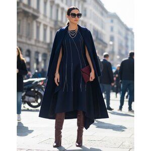 Monse Asymmetric Wool Midi Dress XS – Navy Blue